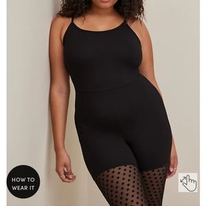 Torrid Black Bodysuit with Polka Dot Mesh